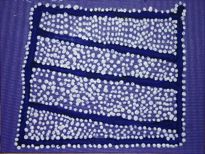 Shorty Jangala Robertson, Ngapa Jukurrpa, 2004, synthetic polymer paint on canvas board, 22.9 x 30.5cm