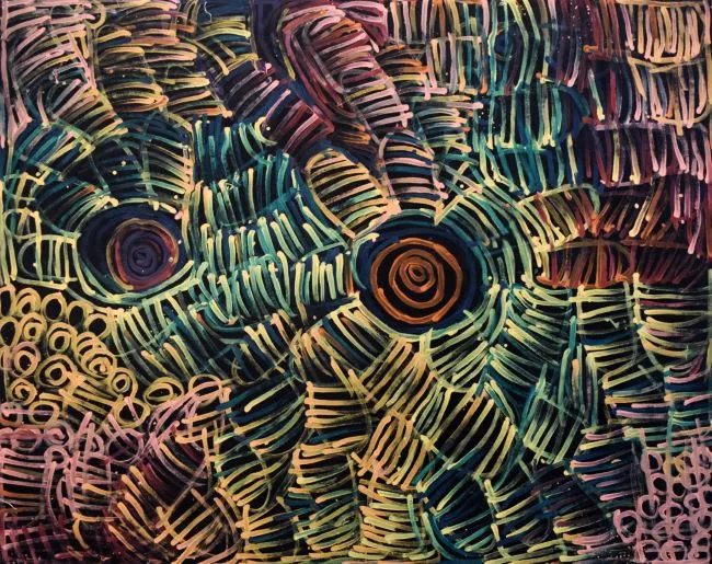 Minnie Pwerle, Awelye, synthetic polymer paint on Belgian linen, 152 x 180 cm