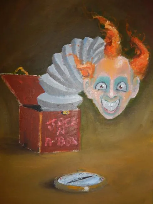 Jacob Karumapuli Stengle, Jewish Story V, 2017, oil on canvas board, 31 x 41 cm