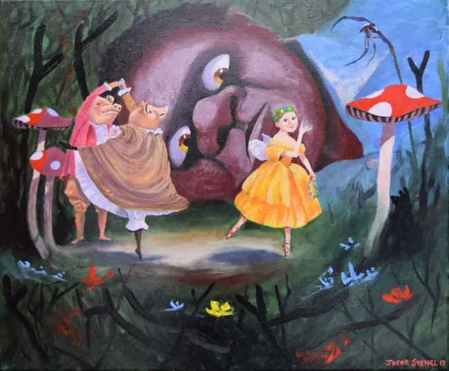 Jacob Karumapuli Stengle, The Orchid Hunter, 2017, oil on canvas, 61 x 51 cm