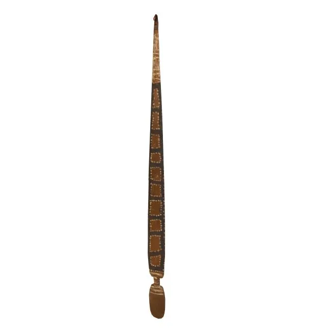 Artist Once Known, Woomera, natural earth pigments on carved wood, 110 x 7 cm
