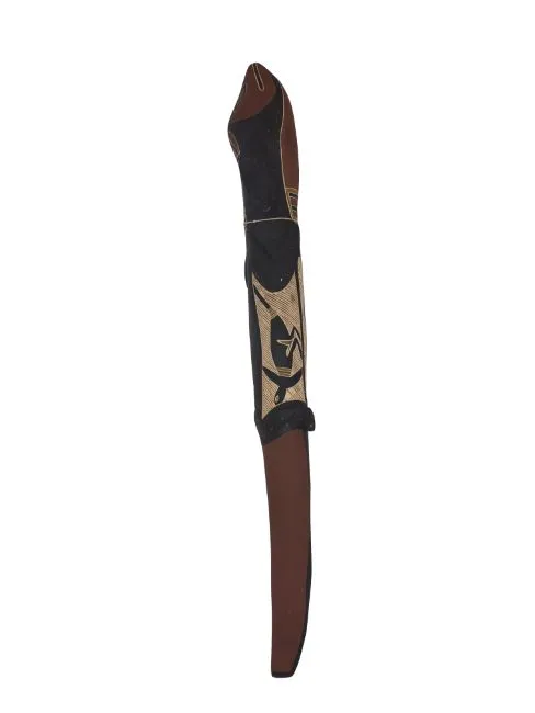Artist Once Known, Fish Totem, natural earth pigments on carved wood, 90 x 10 cm
