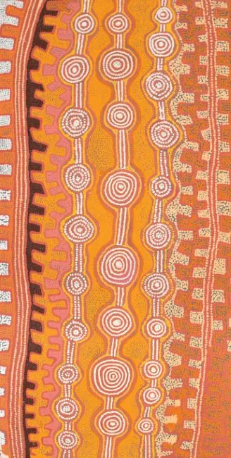 Patrick Olodoodi Tjungurrayi, Tjiparitjarra, west of Kintore, 2005, synthetic polymer paint on Belgian linen, 122 x 61 cm