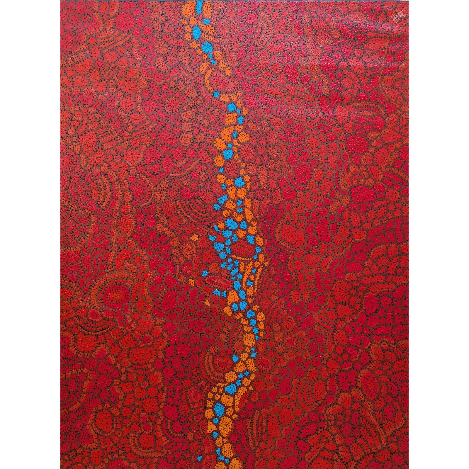 Kurun Warun, Dry Creek Bed, 2019, synthetic polymer paint on Belgian linen, 91 x 120 cm