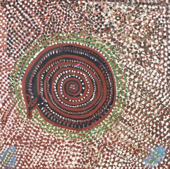 Trevor Nickolls, Serpent, 1989, synthetic polymer paint on canvas, 76 x 76 cm