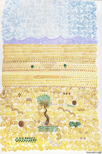 Trevor Nickolls, Untitled Landscape, 1990, synthetic polymer paint on canvas, 80 x 54.5 cm