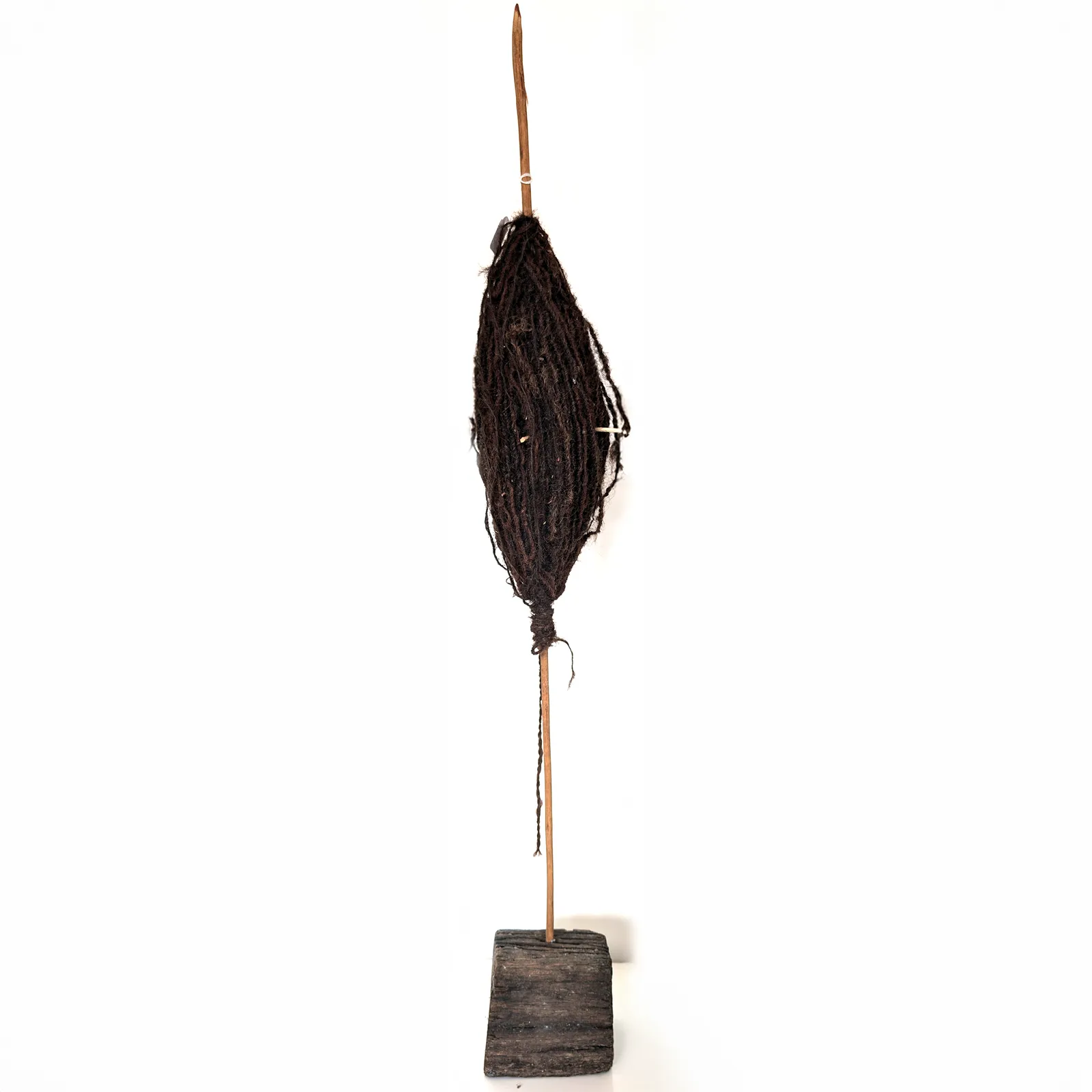 Artist Once Known, Hairstring Spindle (Love Spindle), carved wood and hairstring, 99 x 12 x 12 cm