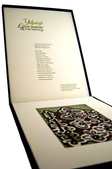 Lajamanu and Yuendumu Artists from Balgo Hills, Yilpinji, Love Magic Ceremony, folio of 15 prints, 2003, limited edition print on paper, 56 x 76 cm each