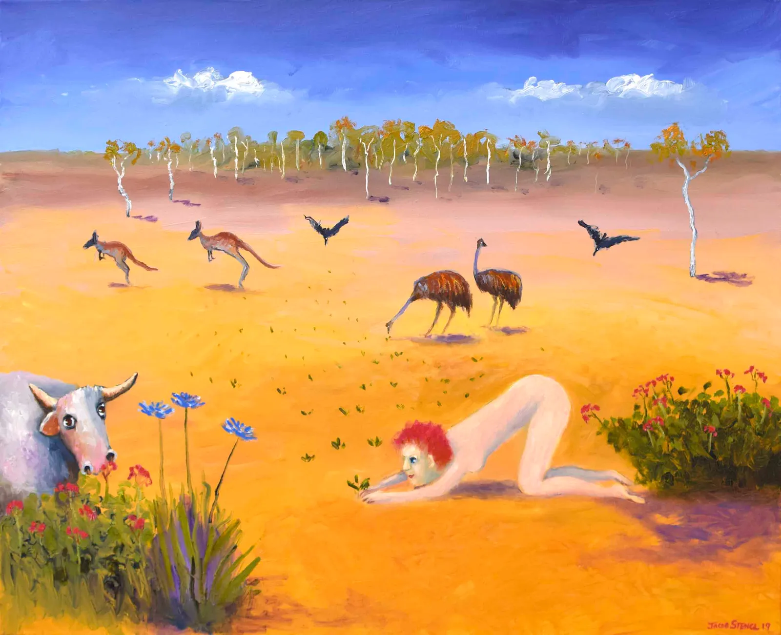 Jacob Karumapuli Stengle, Exposed, 2019, oil on Belgian linen, 102 cm x 76 cm