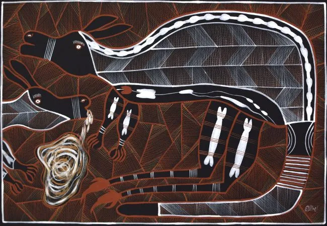 Eddie Blitner, Kangaroo Dreaming, 2012, synthetic polymer paint on canvas, 60 x 90 cm