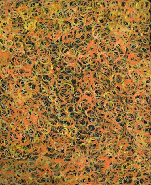 Gloria Tamerre Petyarre, Mountain Devil Lizard Dreaming, 2014, synthetic polymer paint on Belgian linen, 99 x 117 cm