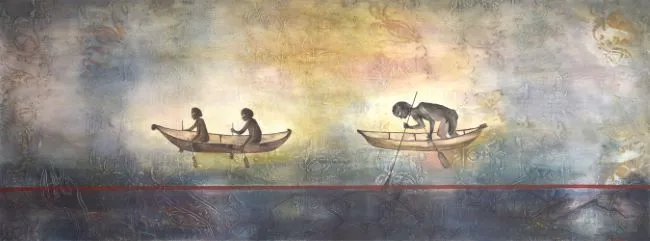 Helen S. Tiernan, Tupias Sketches - Kamay, 2020, oil on canvas, 60 x 159 cm