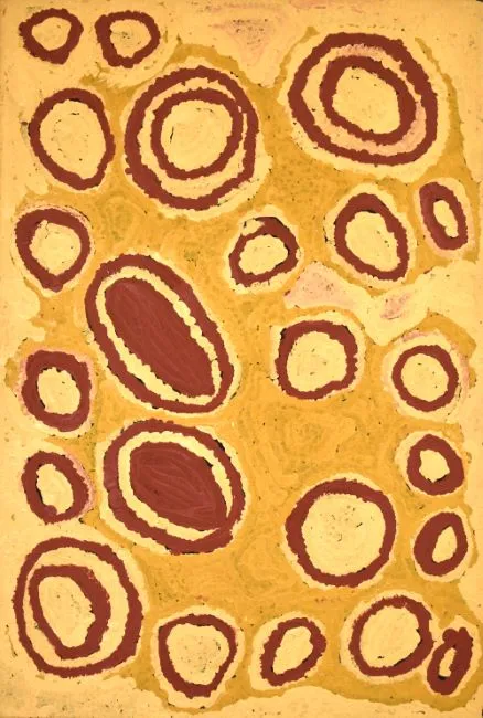 Inyuwa Nampijinpa, Punkilpirri, 1997, synthetic polymer paint on Belgian linen, 91 x 61 cm