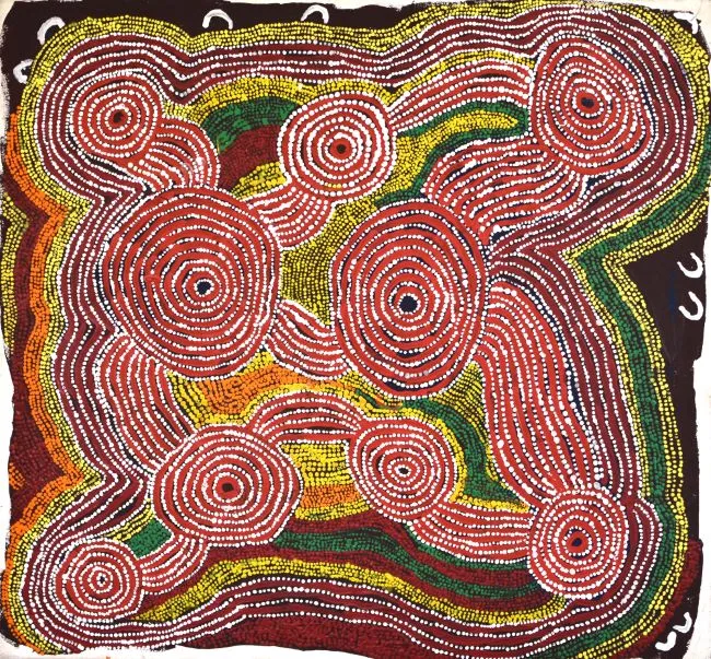 Nyakul Dawson, Irrunytju, 2004, synthetic polymer paint on canvas, 96 x 89 cm