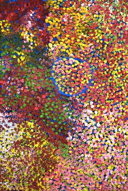 Lorna Naparrula Fencer, Caterpillar, synthetic polymer paint on Belgian linen, 150 x 100 cm