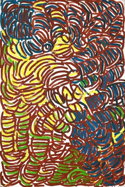 Minnie Pwerle, Awelye, 2001, synthetic polymer paint on Belgian linen, 184 x 122 cm