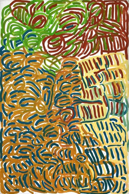 Minnie Pwerle, Awelye, 2000, synthetic polymer paint on Belgian linen, 184 x 122 cm