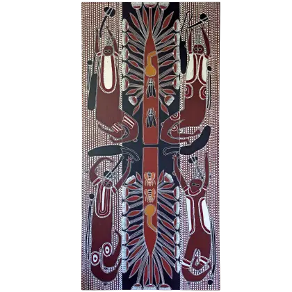 John Cummins, Mayi Wunba - The Honey Bee Dance, 2005, synthetic polymer paint on Belgian linen, 198 x 92 cm