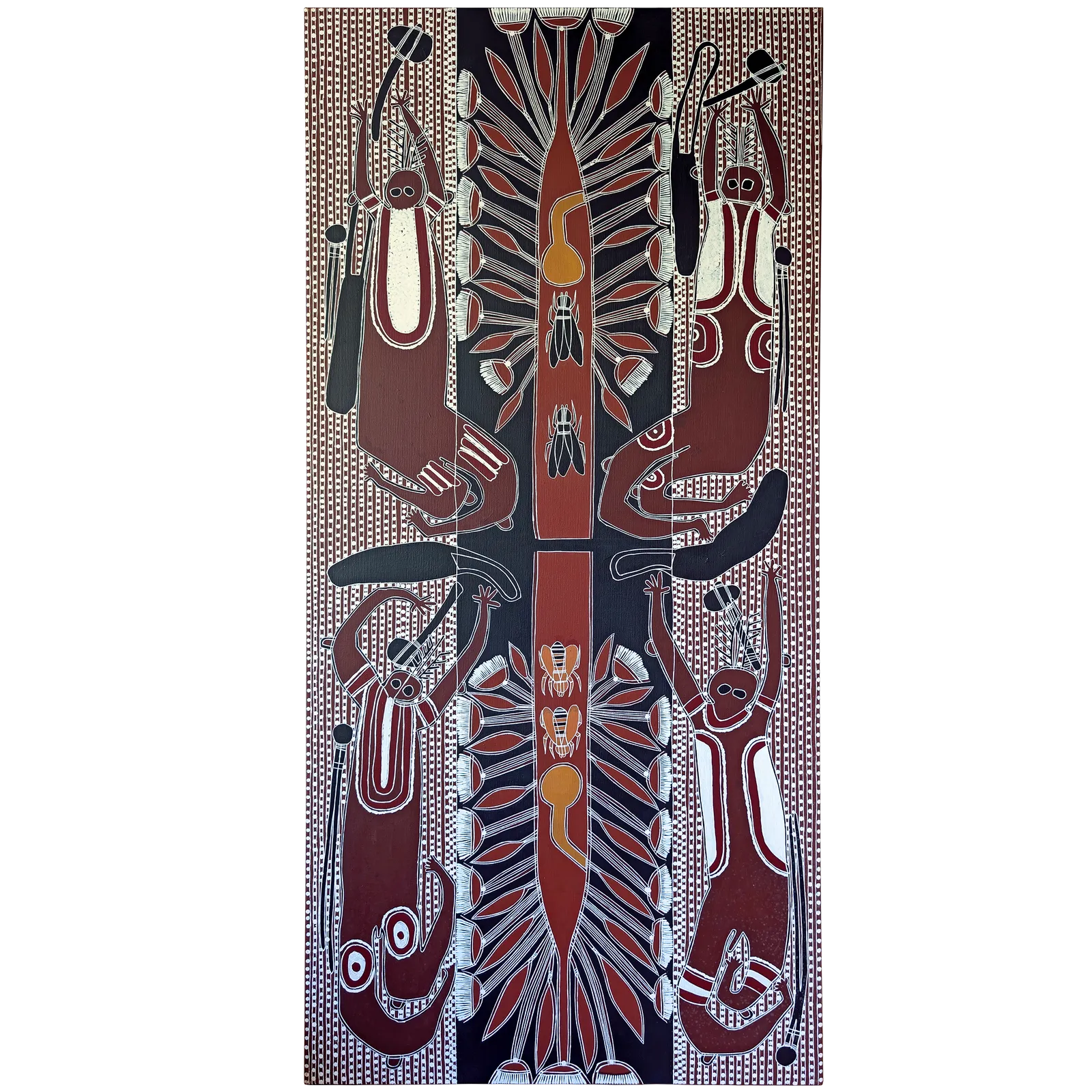 John Cummins, Mayi Wunba - The Honey Bee Dance, 2005, synthetic polymer paint on Belgian linen, 198 x 92 cm
