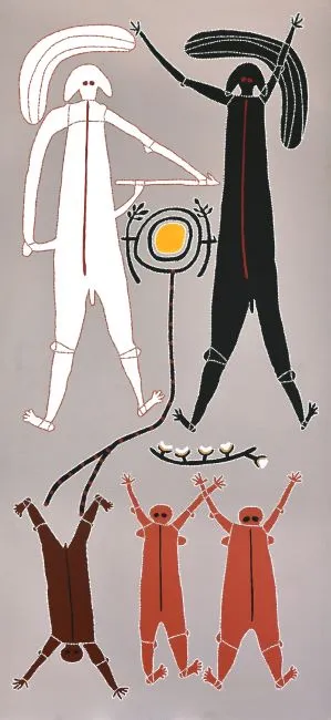 John Cummins, Segment of Story: Turramulli and Woodbaal, 2006, synthetic polymer paint on Belgian linen, 198 x 92 cm
