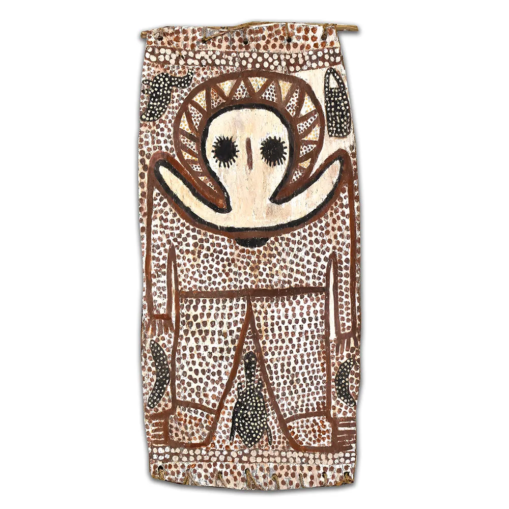 Lily Karadada, Wandjina, 0.1995, natural earth pigments on bark, 83 x 39 cm