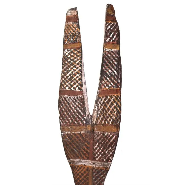 Artist Once Known, Tiwi Ceremonial Weapons, 0.195, natural earth pigments on wood, 45 x 8 x 1.5 cm