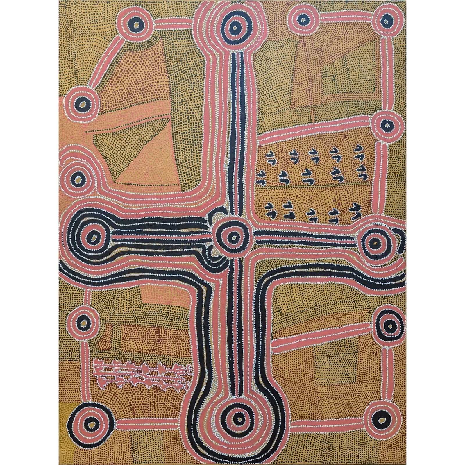 Paddy Nelson Tjupurrurla, Wakulyarri Jukurrpa - Rock Wallaby, 1989, synthetic polymer paint on canvas, 121.5 x 91 cm