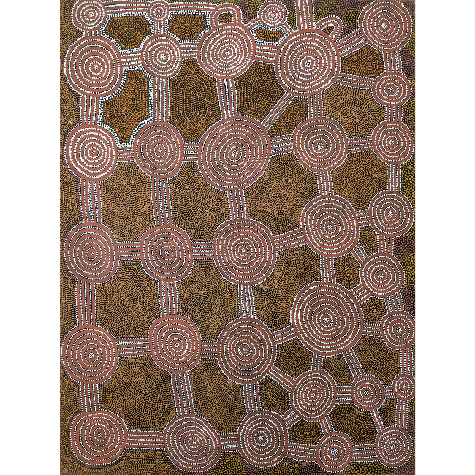 John Kipara Tjakamarra, Tingari, 1982, synthetic polymer paint on Belgian linen, 121 x 90.5 cm