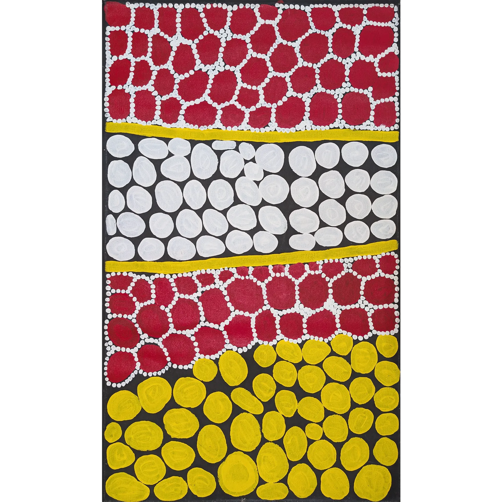 Dr George Tjapaltjarri, Tingari Cycle, 1998, synthetic polymer paint on Belgian linen, 119 x 70.5 cm