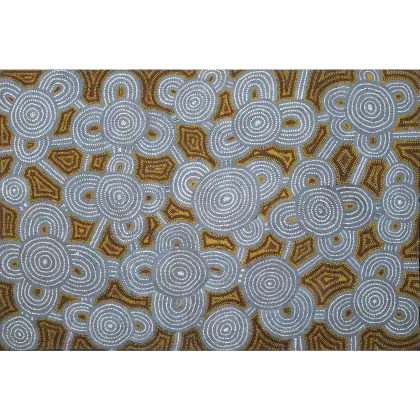 Yala Yala Gibbs Tjungurrayi, Tingari at Karrkurruntjintjana, 1994, synthetic polymer paint on Belgian linen, 136 x 91 cm
