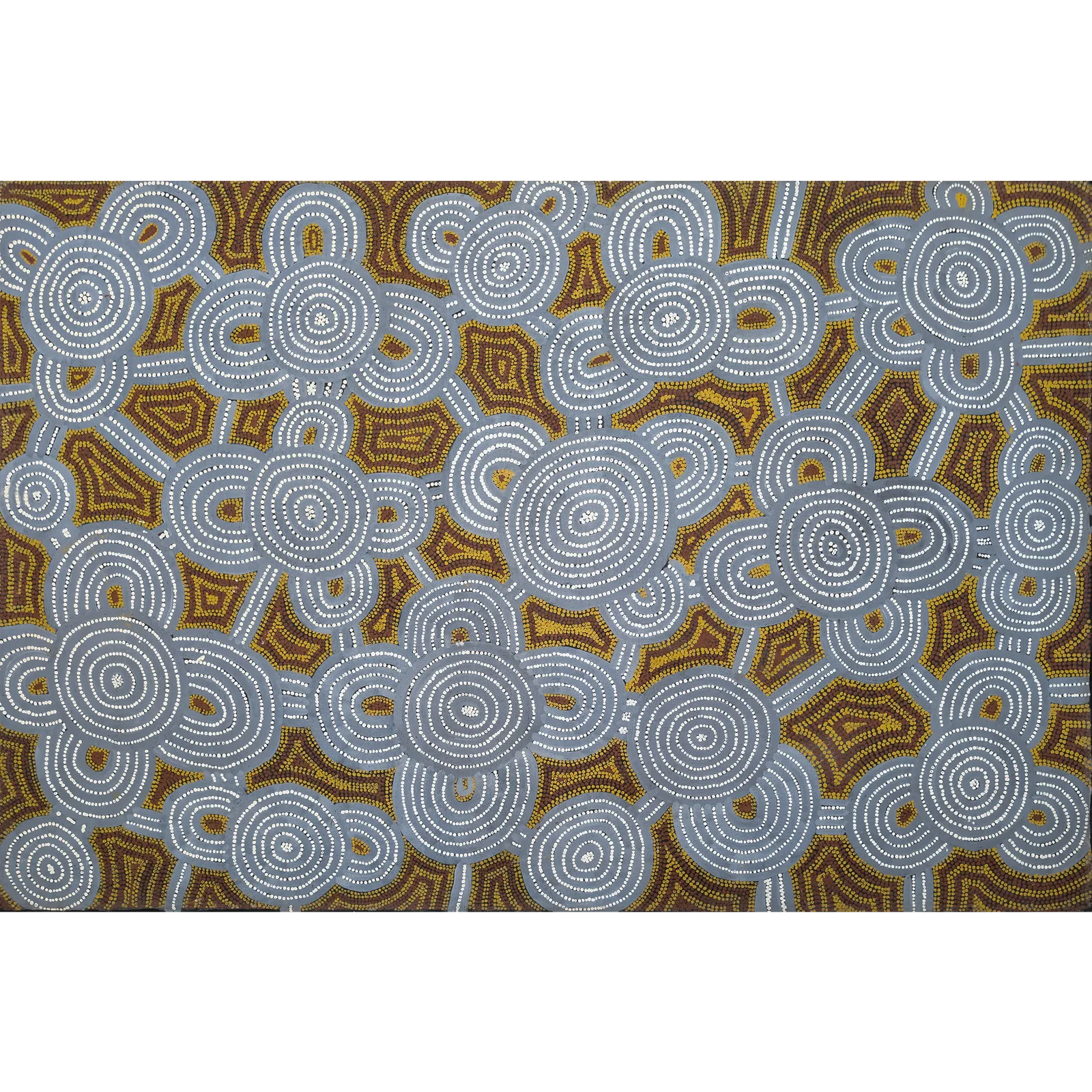 Yala Yala Gibbs Tjungurrayi, Tingari at Karrkurruntjintjana, 1994, synthetic polymer paint on Belgian linen, 136 x 91 cm