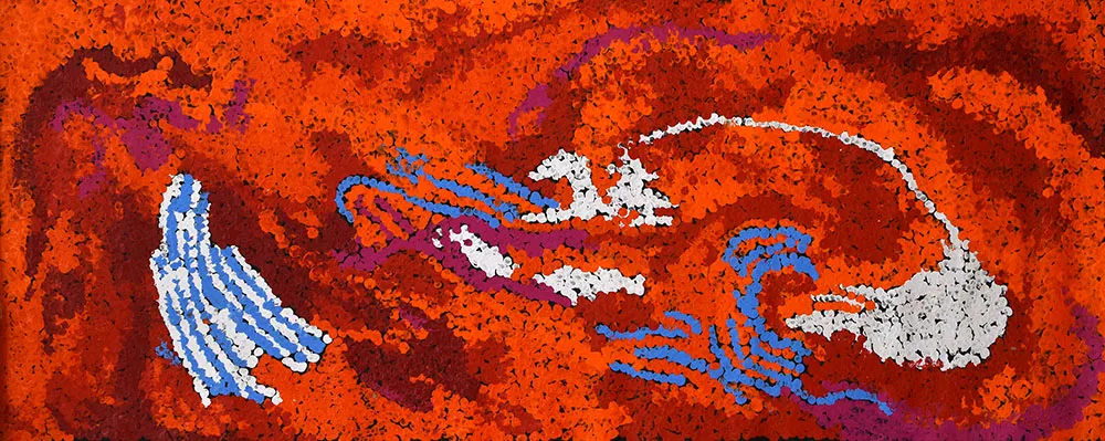 Yannima Tommy Watson, Untitled, 2014, synthetic polymer paint on Belgian linen, 146 x 60 cm