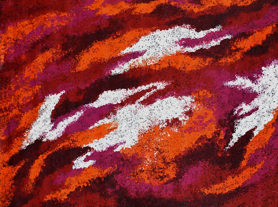 Yannima Tommy Watson, Untitled, 2014, synthetic polymer paint on Belgian linen, 119 x 90 cm