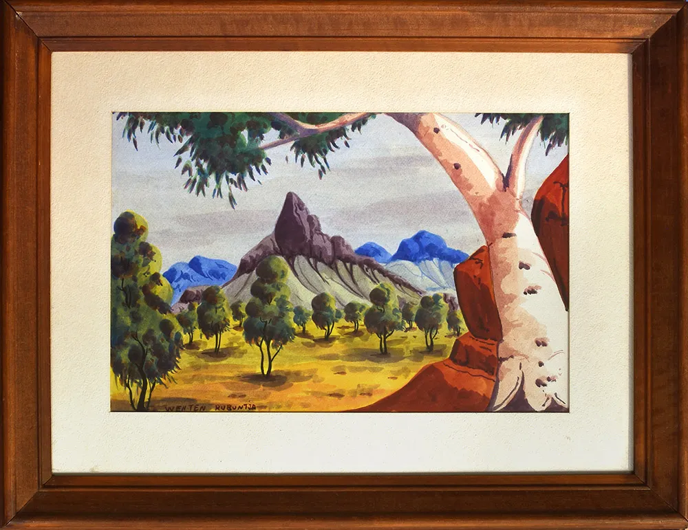 Wenton  Rubuntja, Untitled, c.1980, watercolour on paper, 33 x 22 cm (image) 37.5 x 49 cm (frame)