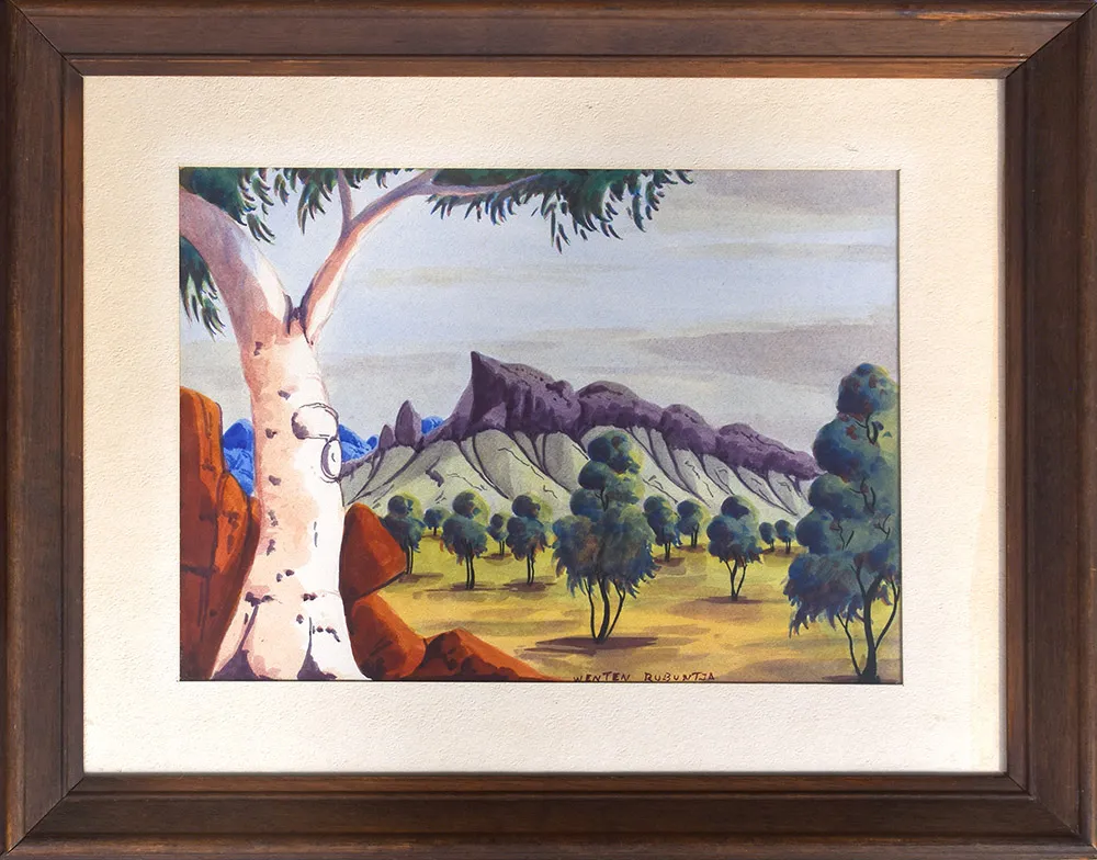 Wenton  Rubuntja, Untitled, c.1980, watercolour on paper, 33 x 25 cm (image), 41 x 49 cm (frame)