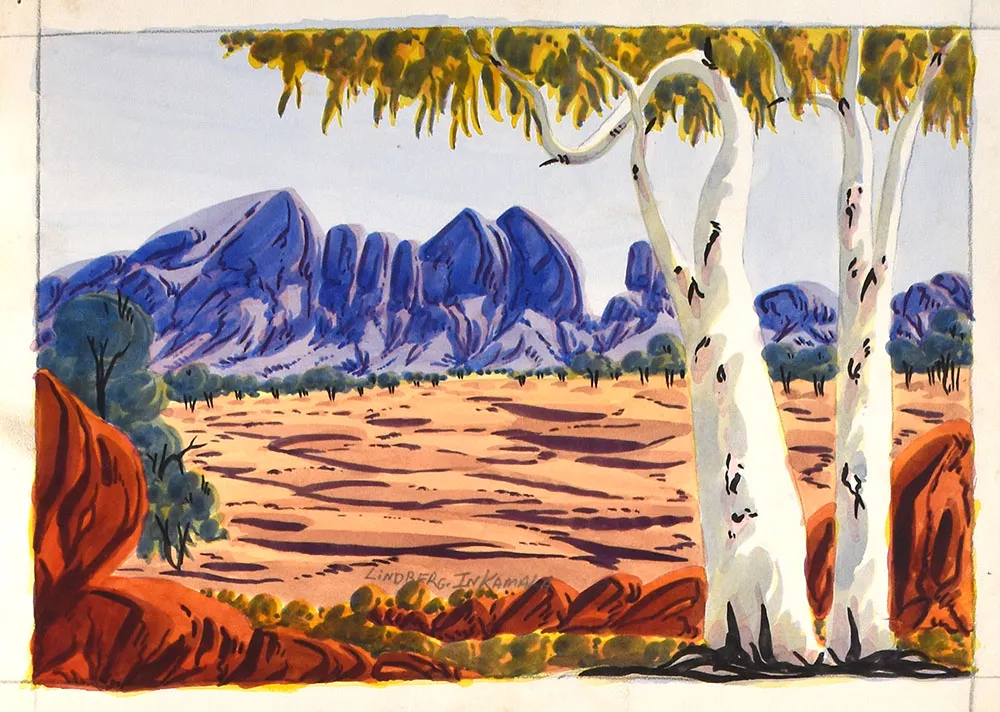 Lindberg Inkamala, Untitled, watercolour on board, 34 x 23 cm