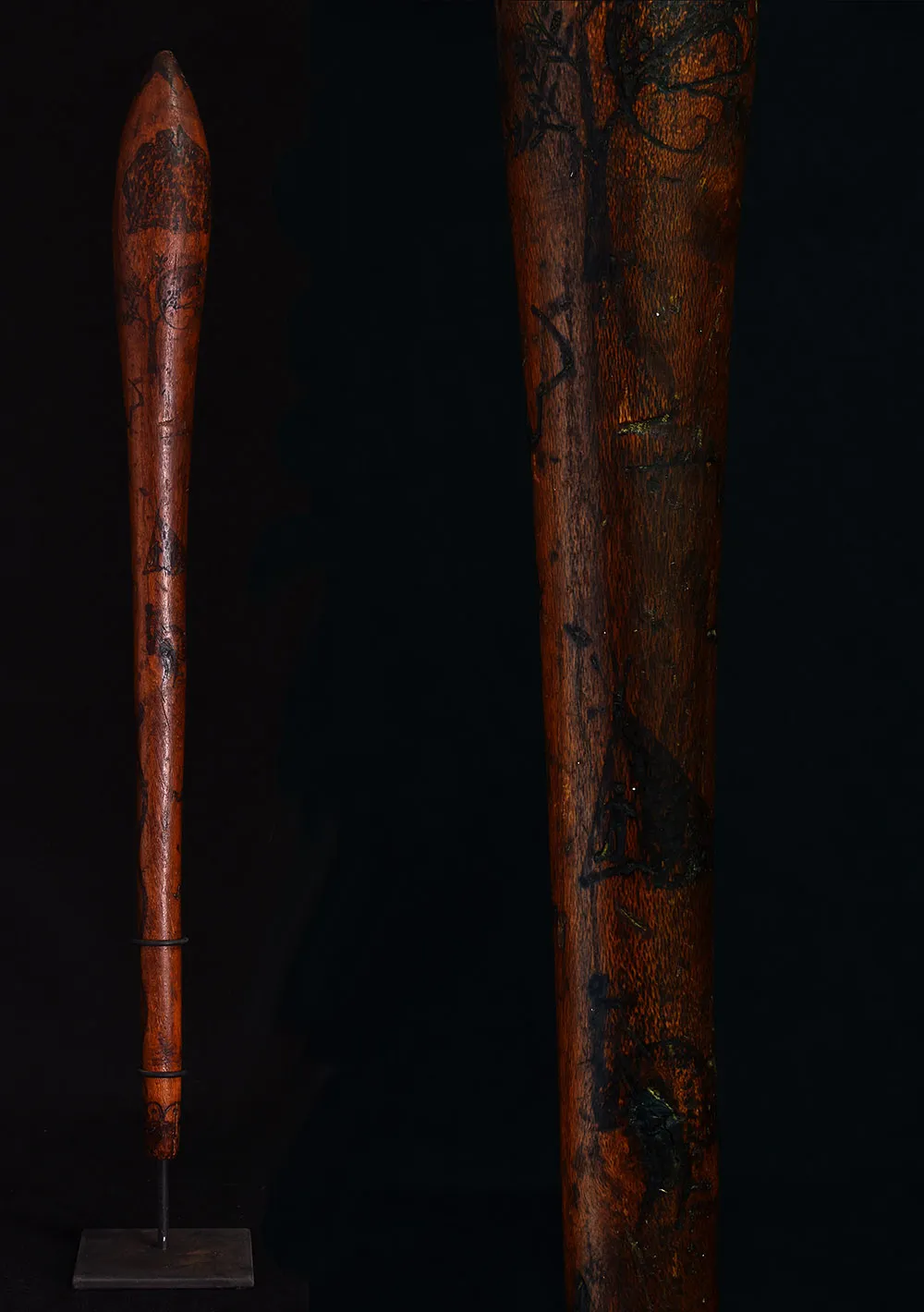 Artist Once Known, Victorian Club, c. mid 20th century, carved wood, 62h x 6w x 6d cm