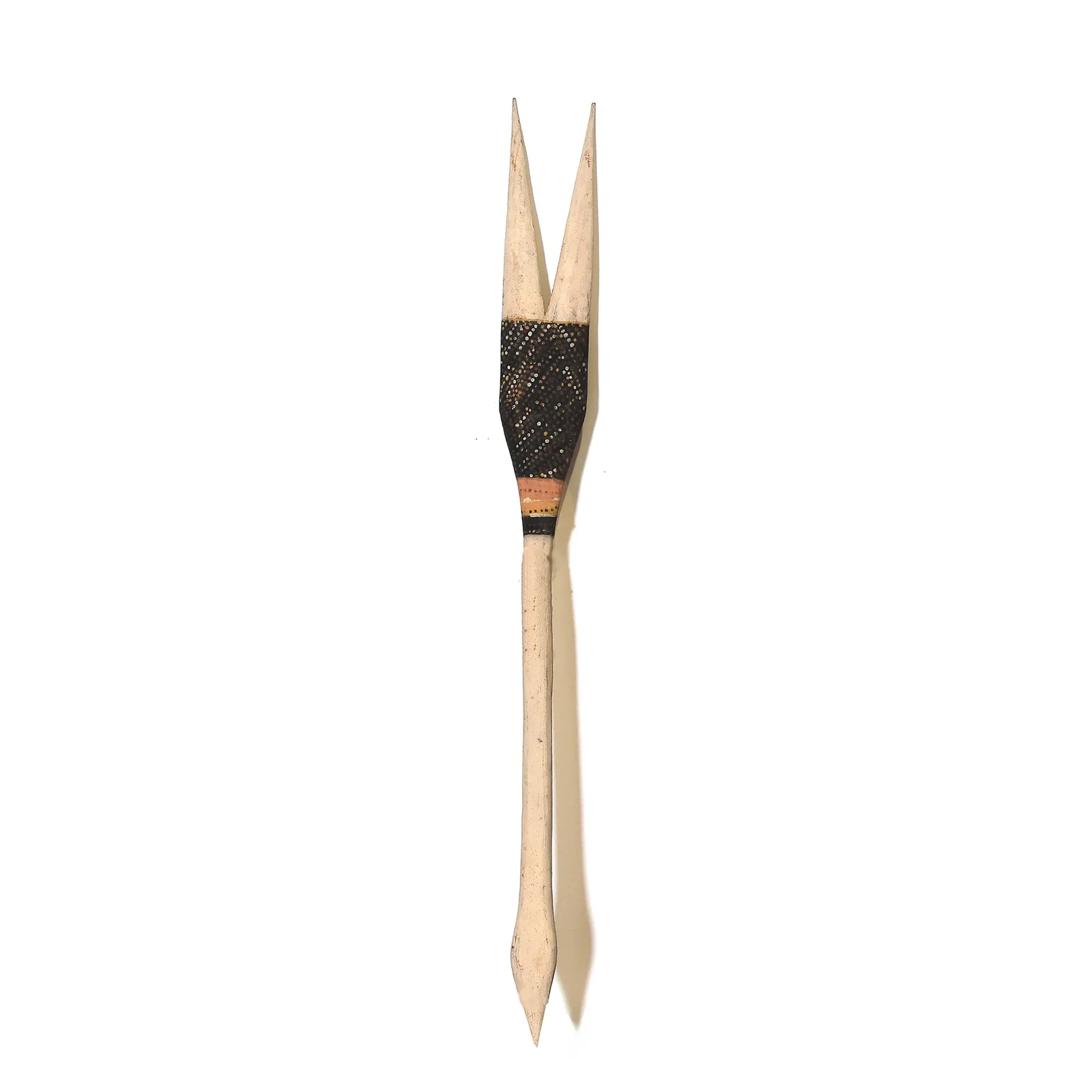 Artist Once Known, Tiwi Ceremonial Two-Pronged Club, c. 1960s, natural earth pigments on carved wood, 86 cm