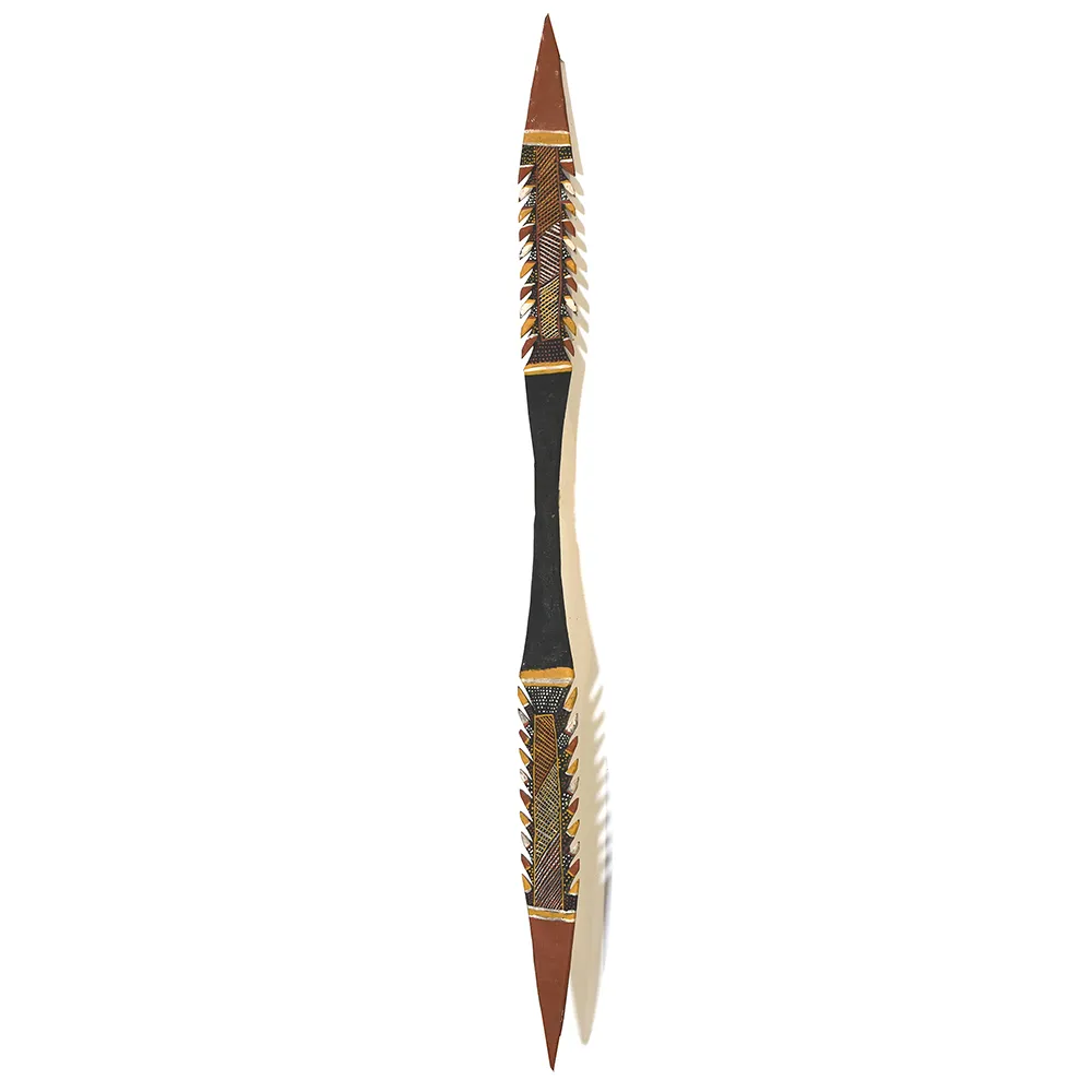 Artist Once Known, Double ended Tiwi Ceremonial Spear, 0.198, natural earth pigments on carved wood, 153 cm