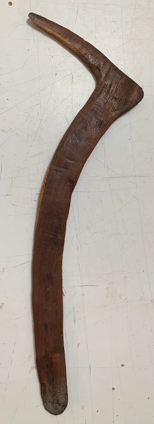 Artist Once Known, A Central Desert Hardwood Boomerang, 0.198, carved wood, 75 x 26 cm