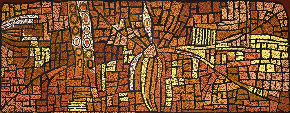 Naata Nungurrayi, Marrapinta, 2004, synthetic polymer paint on Belgian linen, 151 x 60 cm