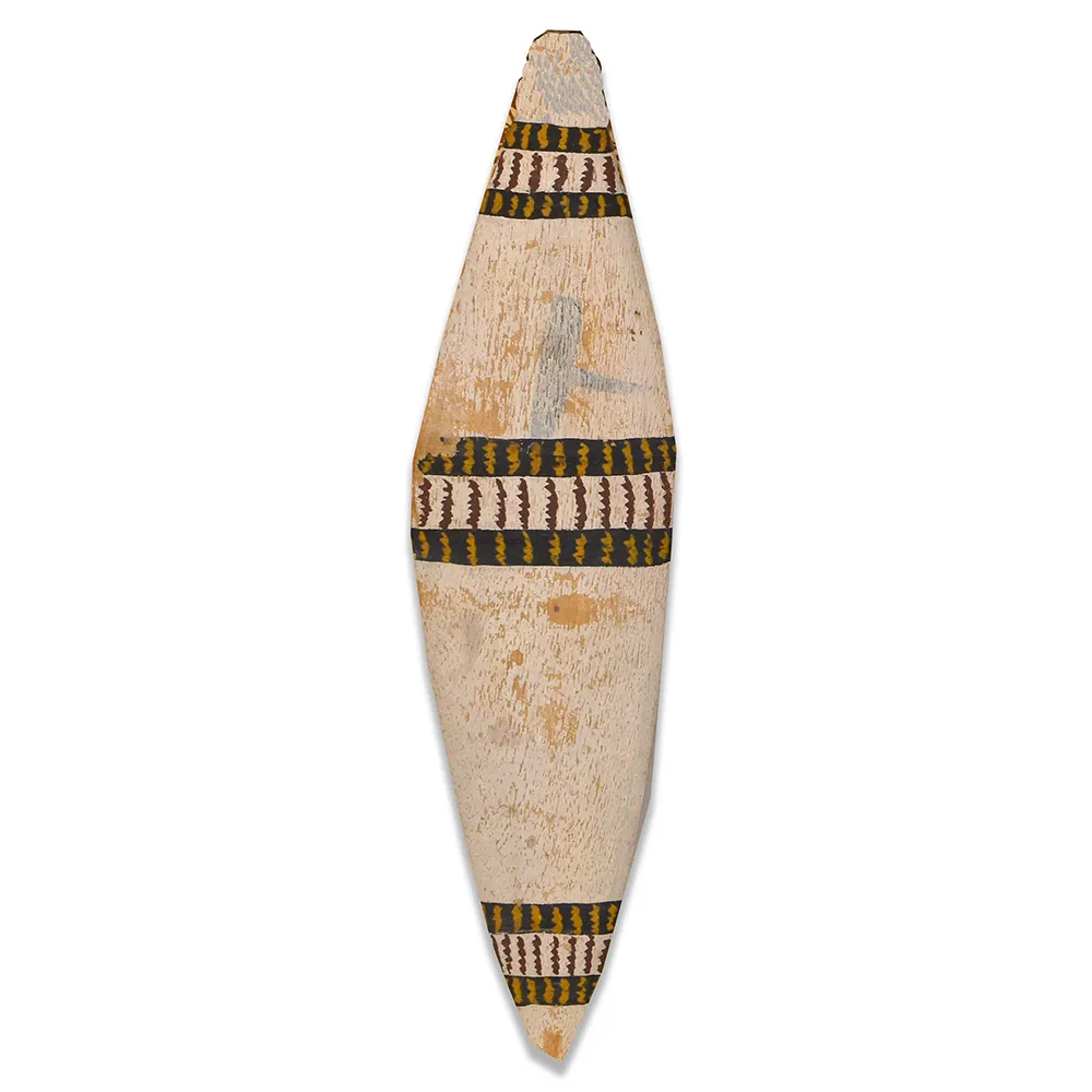 Artist Once Known, Bullroarer, 0.197, natural earth pigments on wood, 25 cm