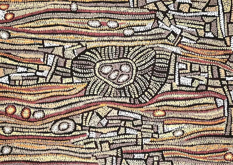 Esther Bruno Nangala, Bush Raisin (Marapinti), 2021, synthetic polymer paint on Belgian linen, 89 x 60 cm