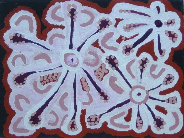Lorna Naparrula Fencer, synthetic polymer paint on Belgian linen, 61 x 46 cm