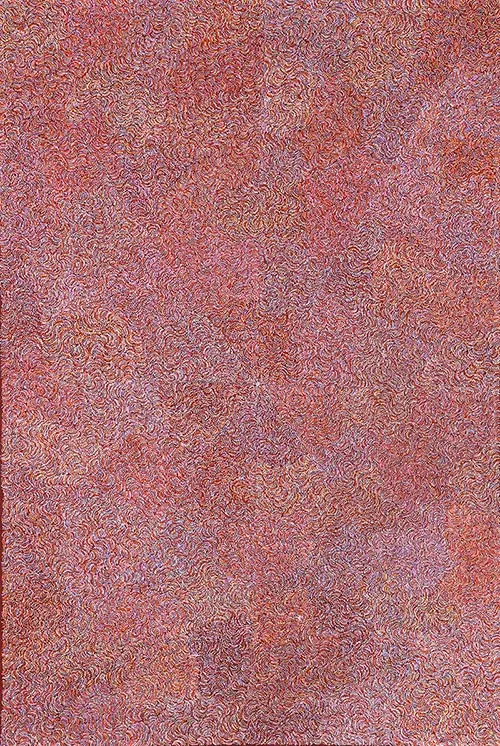 Genevieve Loy Kemarre, Akwerlkerrmwerlkerr  - Bush Turkey Tracks, 2019, synthetic polymer paint on Belgian linen, 181 x 122 cm