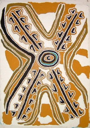 Mona Napaljarri Rockman, Mala (Wallaby), 2000, synthetic polymer paint on canvas, 100 x 71cm