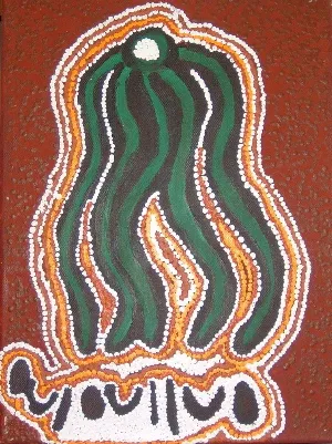 Beryl Nakamarra Barnes, Yarla - Bush Potato, c.1999, synthetic polymer paint on canvas, 30 x 40cm