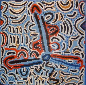 Lily Nungarayi Hargraves, Women's Dreaming, 2000, synthetic polymer paint on canvas, 119 x 120 cm