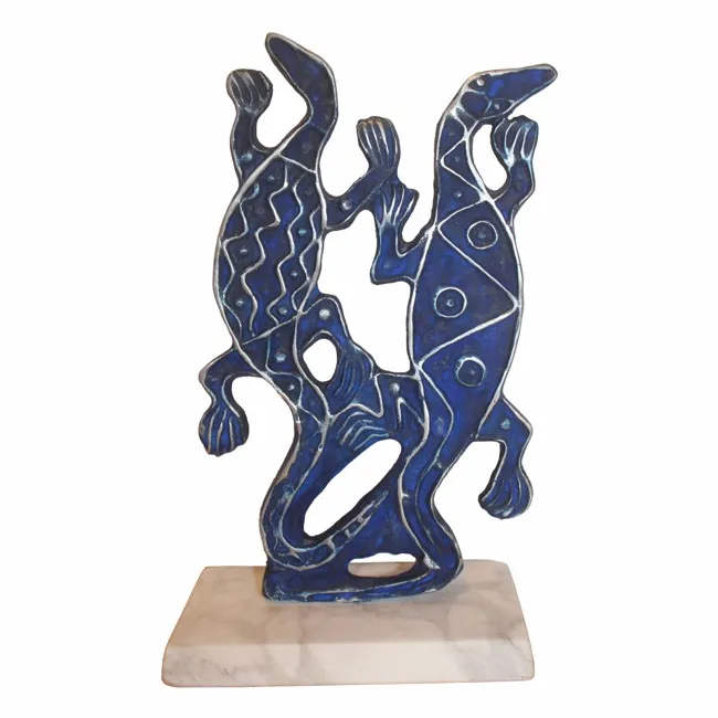 Rick Roser, (Two Goannas), metal & marble, 60 x 19 cm