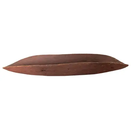 Artist Once Known, Coolamon, c.1980s, natural earth pigments on wood, 64.5 x 23.5 cm